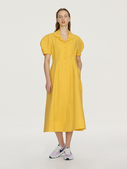 OAHU Round collar puff sleeve dress (3color)