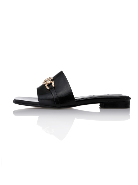 Metal Point Slider Sandals- MD1102s Black