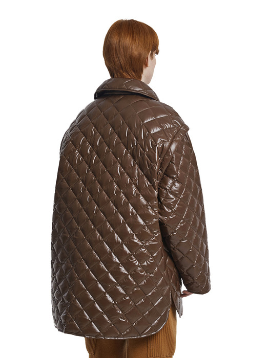 Detachable Sleeves Quilted Jacket_Brown