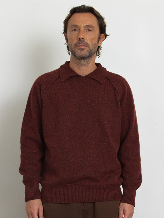 [Men] Nef Round Collar Sweater (Wine)