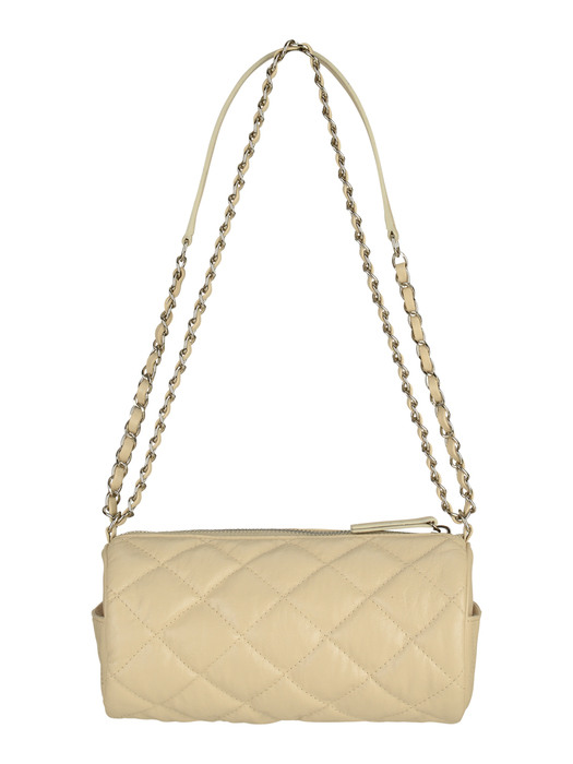STUD CYLINDER QUILTING BAG IN IVORY