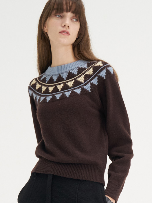 22 Winter_ Brown Jacquard Sweater