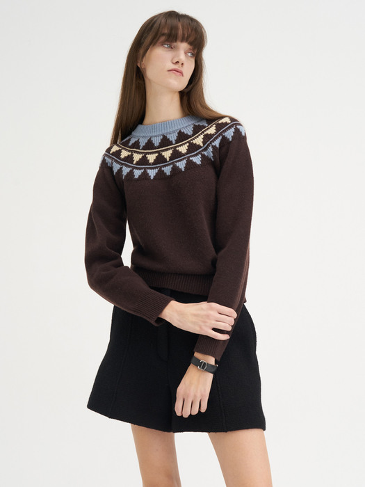 22 Winter_ Brown Jacquard Sweater