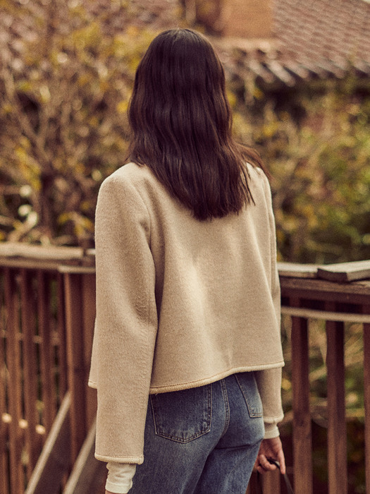 Long Wool Hair Jacket_Cream