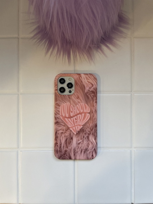 PINK FUR PHONE CASE HARD