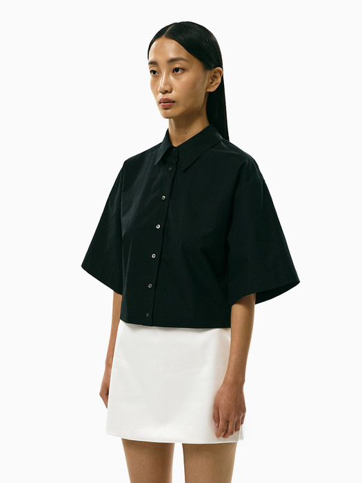 silhouette cotton shirt_black