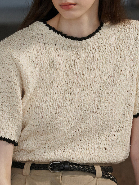 Pansy half sleeve knit (ivory)