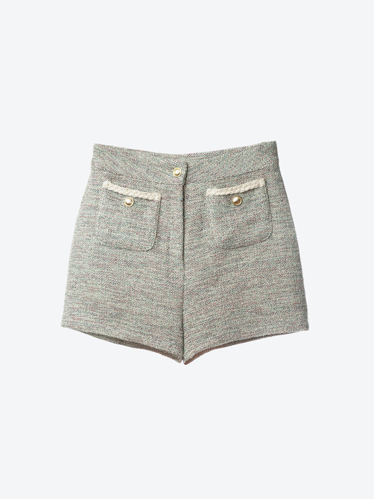 Gold-Buttoned Boucle Tweed Shorts_UWS-FP01  