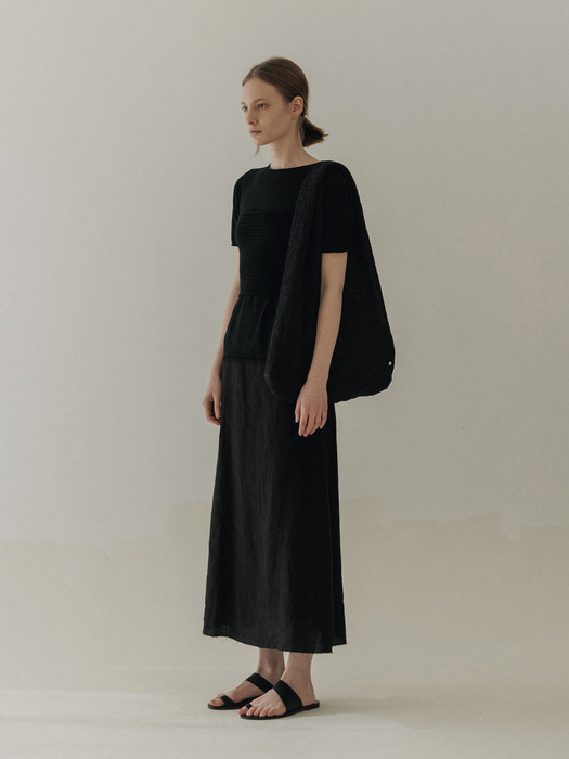 linen reversible skirt (black)
