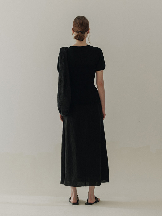 linen reversible skirt (black)