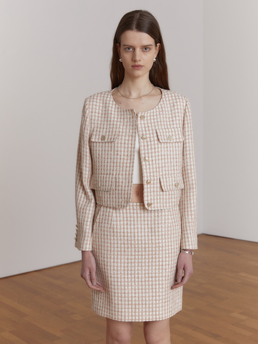 SABRINA + REVE Tweed SET-UP [Japan Fabric] _Coral Tweed