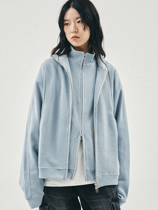 Fickle 2-WAY full zip-up / Blue gray