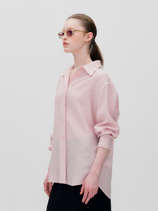 LONG SLEEVES PLEATS SHIRTS PALE PINK