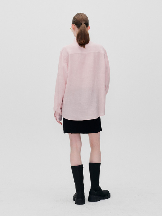 LONG SLEEVES PLEATS SHIRTS PALE PINK