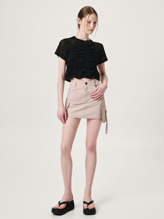 Strap Cargo Mini Skirt, Pink