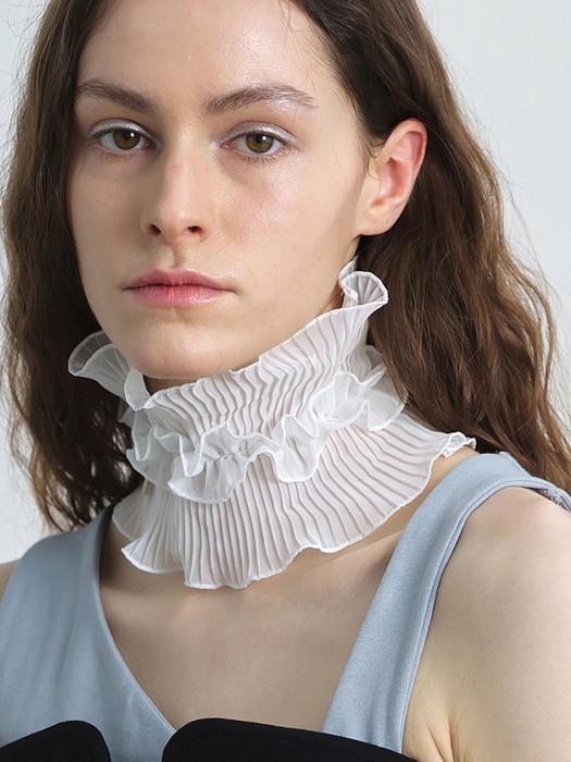 NECK TUBE / DOUBLE PLEATED LACE / WHITE