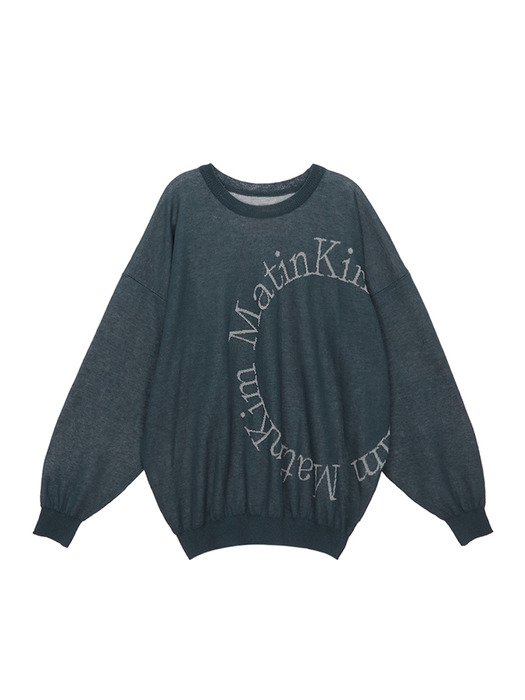 MATIN BIG ROUND KNIT PULLOVER IN SMOKE BLUE