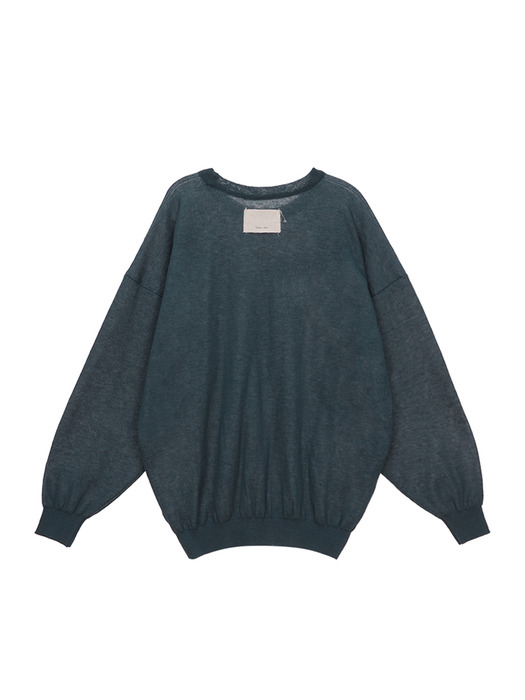 MATIN BIG ROUND KNIT PULLOVER IN SMOKE BLUE