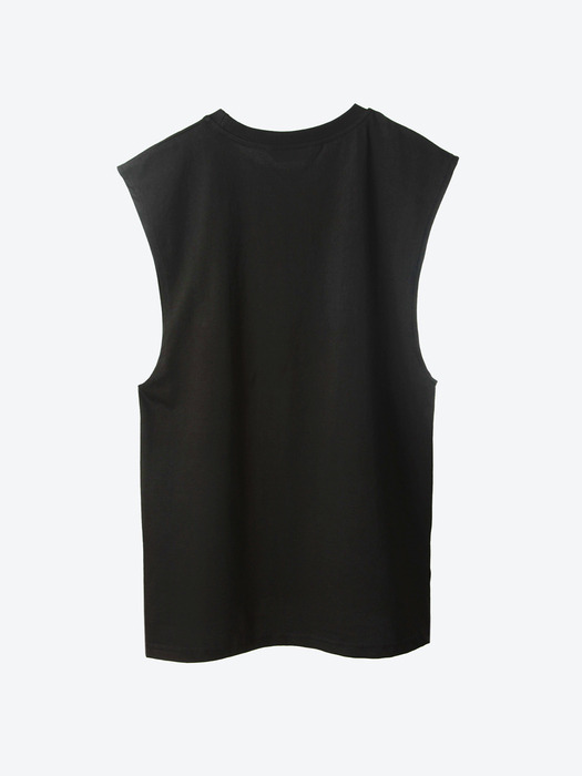 Tropical Printed Oversized Sleeveless T-shirt[Black(UNISEX)]_UTT-ST53