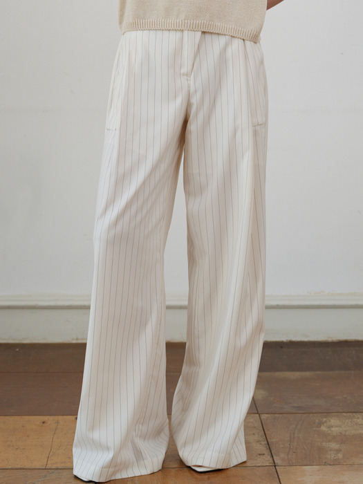 comos 868 outside pocket stripe pants (cream)