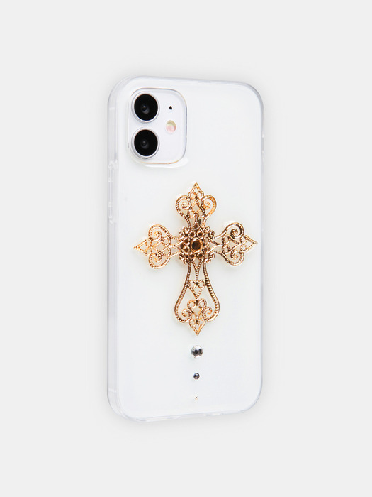 IPHONE CASE CROSSHEARTS GOLD_HANDMADE COLLECTION