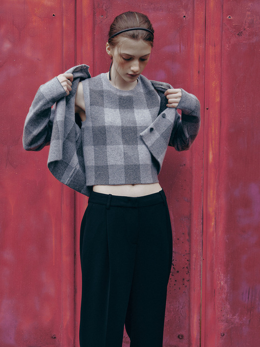 [KNIT] Cashmere-blend Check Cardigan_2color