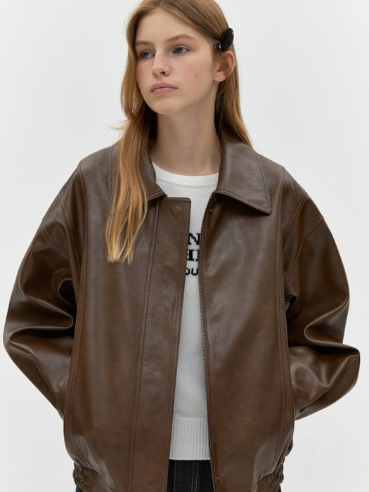 leather jacket - brown