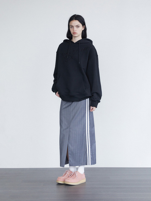 Two-line long skirt - gray