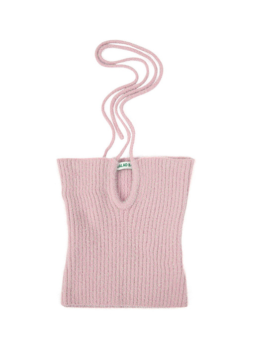 Halter Neck String Sleeveless Knitwear_pink