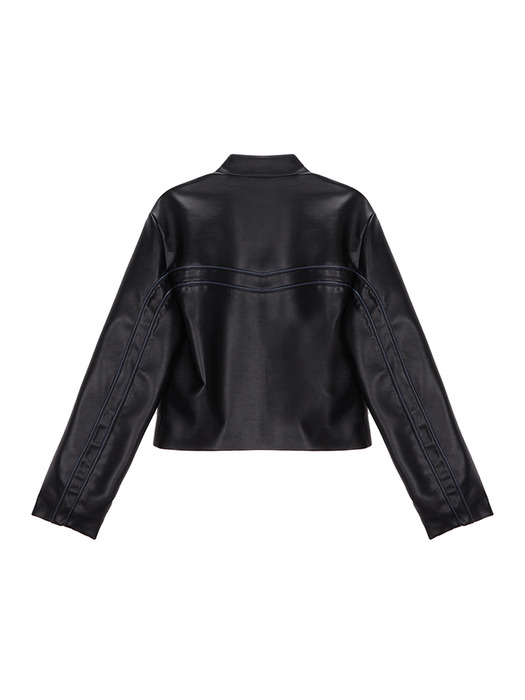 OVAL LOGO RACING LEATHER JUMPER IN BLACK
