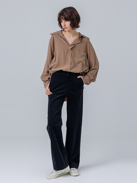 PAGE_OPEN COLLAR BLOUSE_BROWN