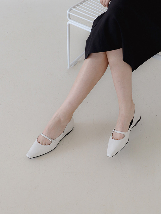 Plan strap flat shoes_23517_ivory