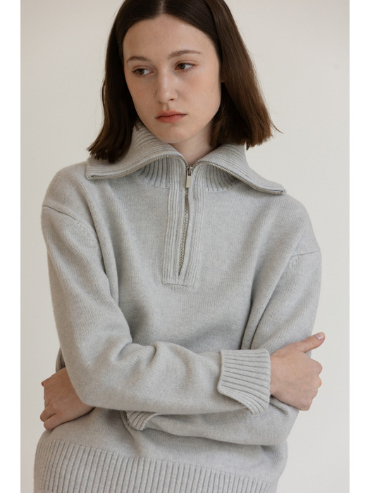 Elizabeth zip-up pullover (Light gray)