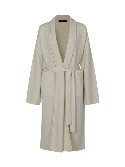 Cashmere Belted  Open Wrap Long Cardigan