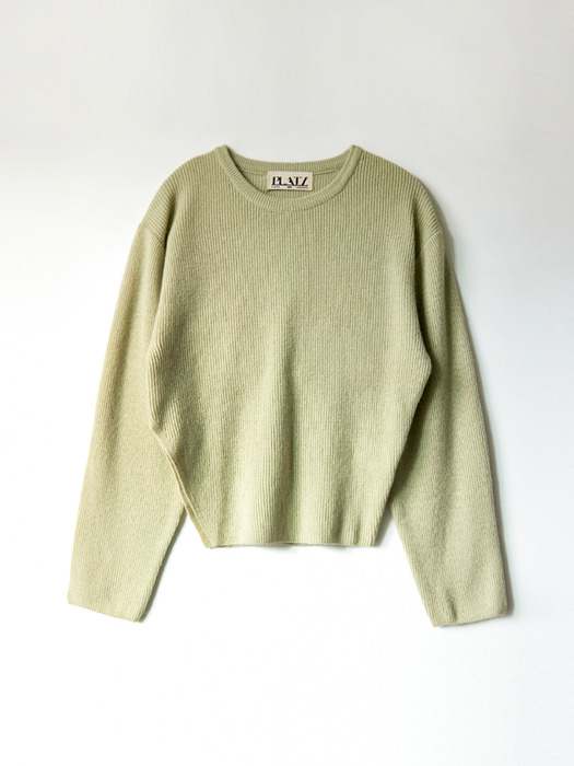 Slit Unblance Wool Cashmere Knit (Green)