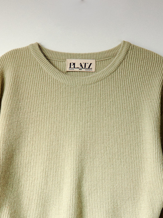 Slit Unblance Wool Cashmere Knit (Green)