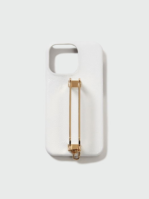 Phone Case with Leather Strap Crinkle White