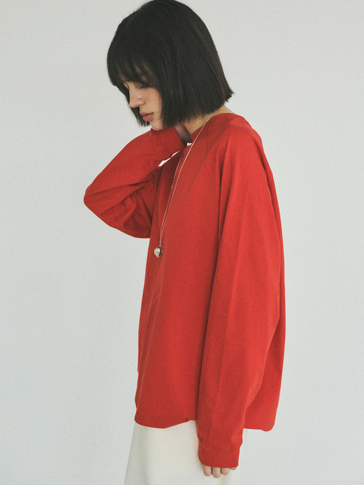 Contrast Stitch Sweatshirt _CTT317(Red)