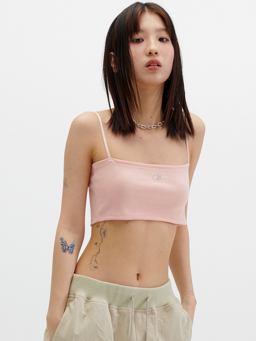 LOGO EMBROIDERY TUBE TOP [CORAL]