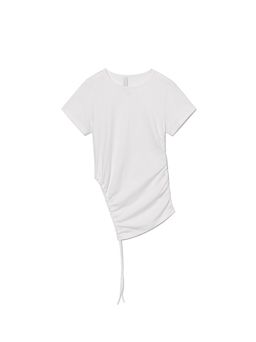 Cut-Out Shirring T-Shirt Off-White