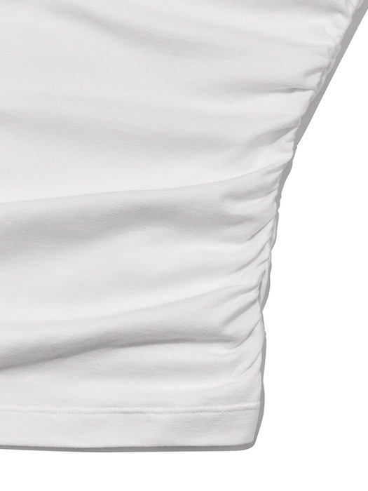 Cut-Out Shirring T-Shirt Off-White