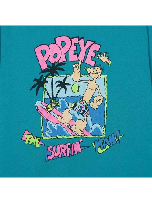 와일드동키 남녀공용 T-SURFIN 반팔티셔츠 블루 T-SURFIN MAN-JADE