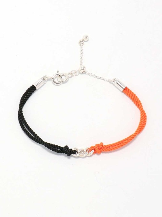 [Ib310]Orange Mix Cord Silver Bracelet