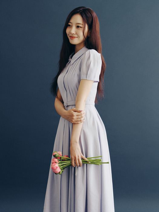 BAU by Bride And You★Stand collar pin tucked long dress 2色 비에이유 바이 브라이드앤유]LILITH Stand collar pin tucked