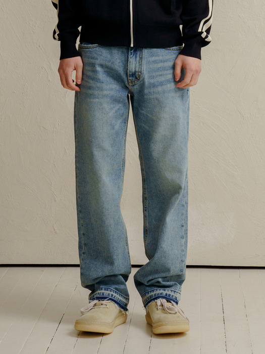 DEN0461[Rework] vintage mid blue wide jeans
