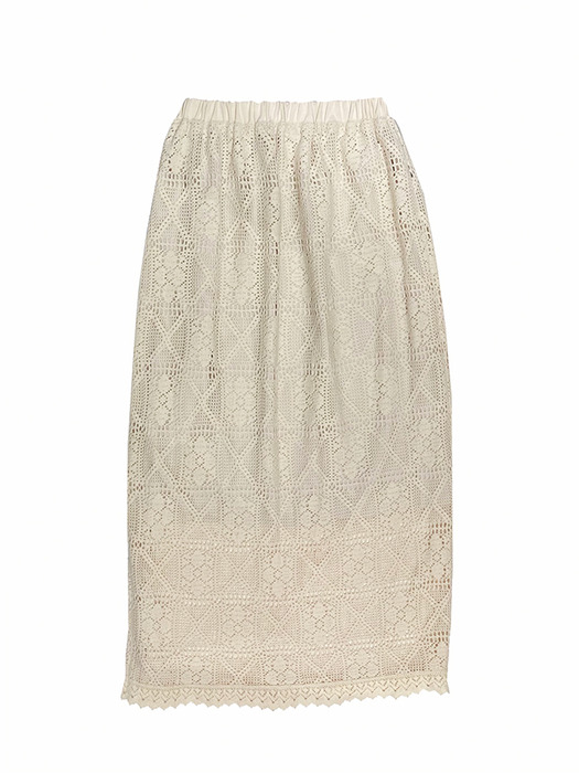 Crochet Lace Skirt (Beige)