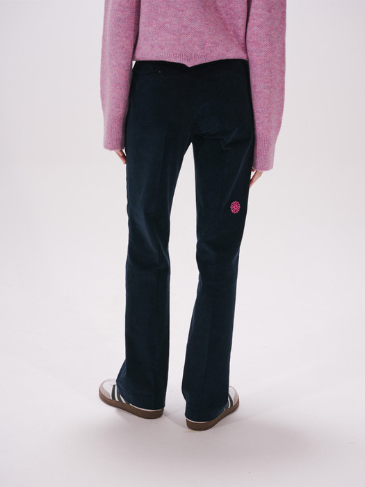 CORDUROY SLIM FIT BOOT CUT PANTS_NAVY PINK