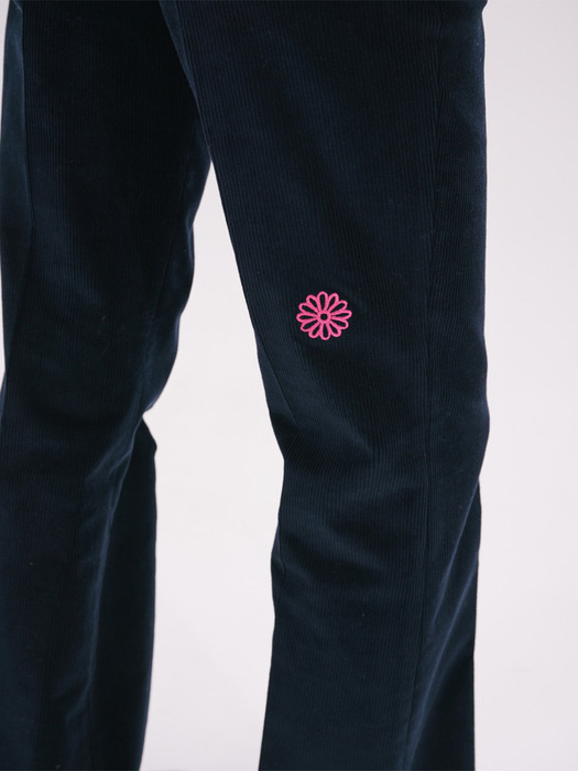 CORDUROY SLIM FIT BOOT CUT PANTS_NAVY PINK