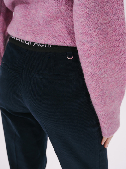 CORDUROY SLIM FIT BOOT CUT PANTS_NAVY PINK