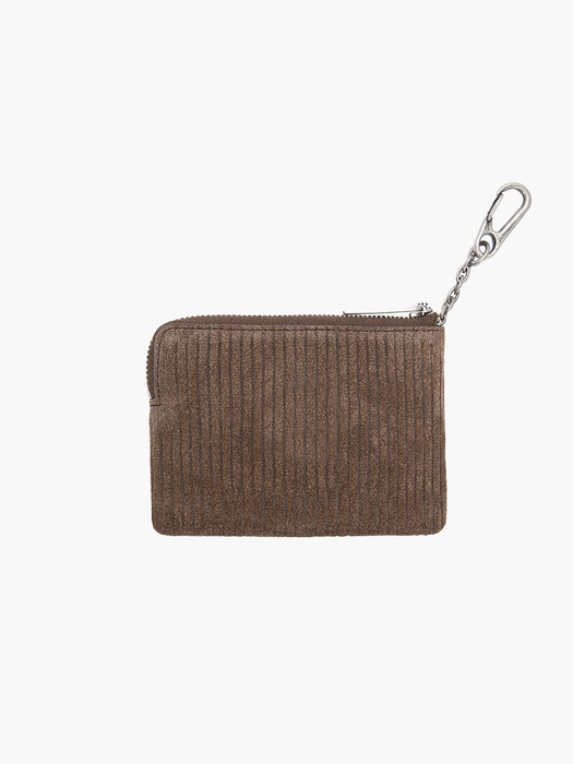 HEART ZIPPER WALLET_SILVER LOGO_cocoa corduroy suede